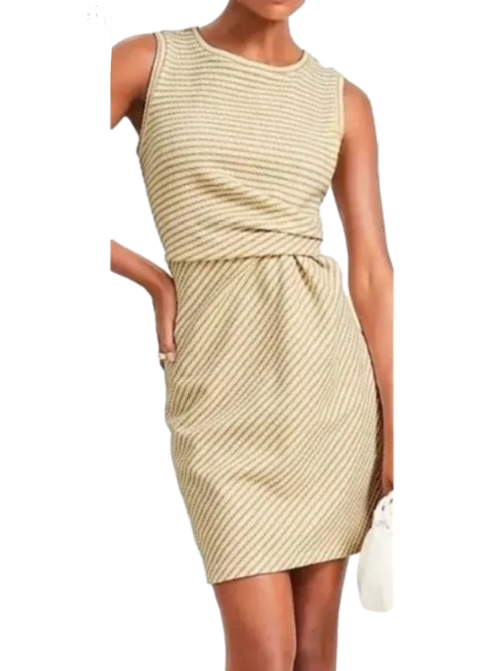 Loft tan and cream stripe textured side knot/twist dress. ❗️New with tags ❗️